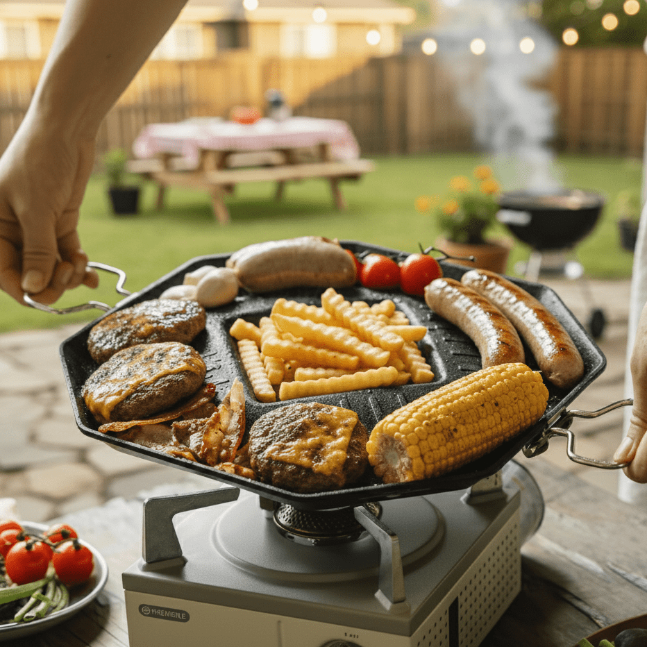 firemaple-sizzlepro-po-le-grill-camping-aluminium-double-zone image 2