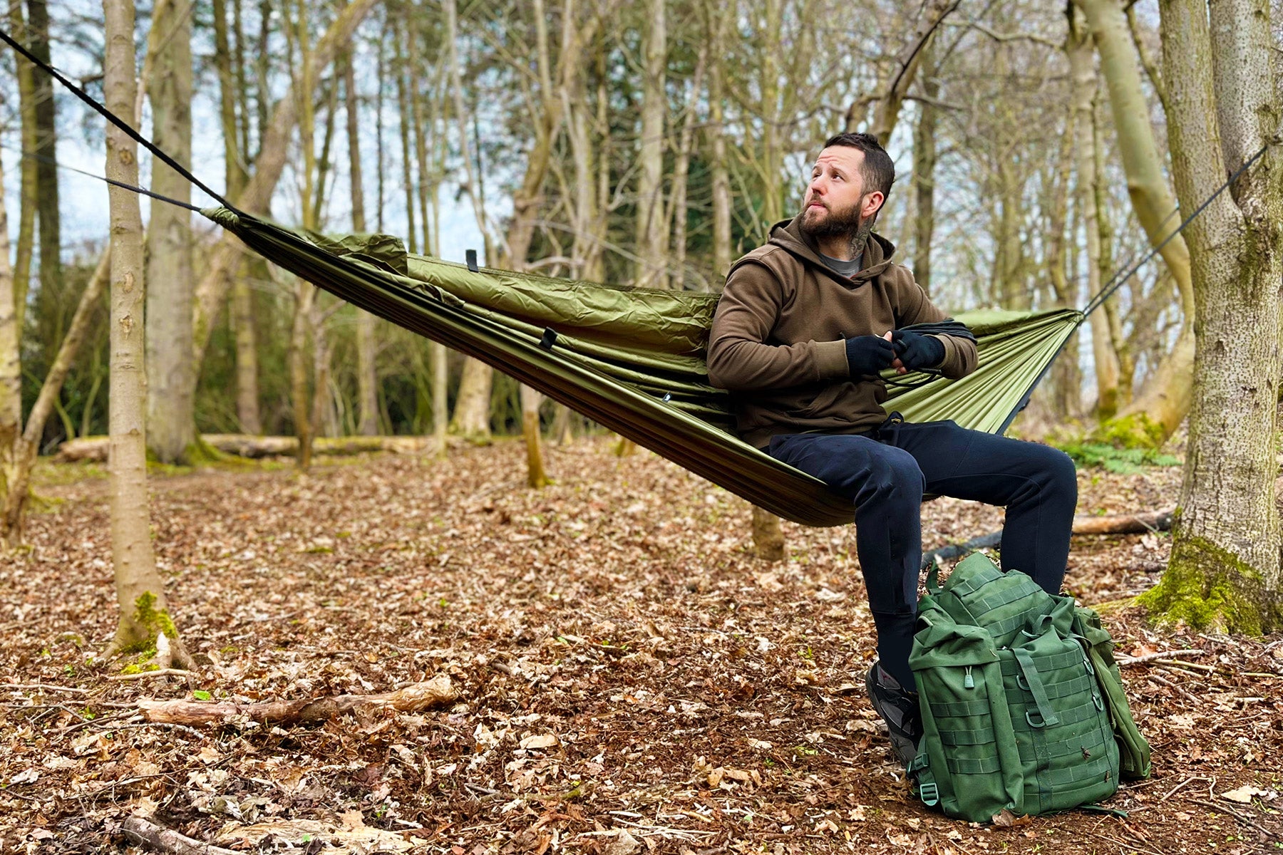 dd-recycled-camping-hamac-olive-double-couche-recycl image 2