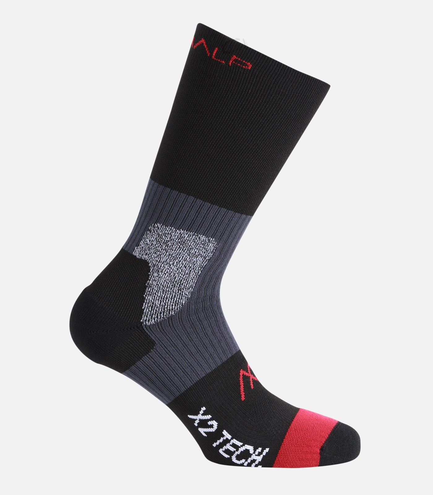 cimalp-x2-long-chaussettes-randonn-e-double-peau-noir-rouge image 2