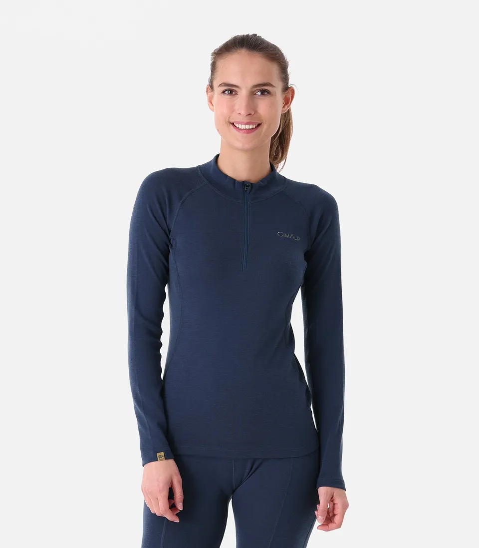 cimalp-wool-zip-150-f-sous-v-tement-thermique-m-rinos-zip-femme image 1