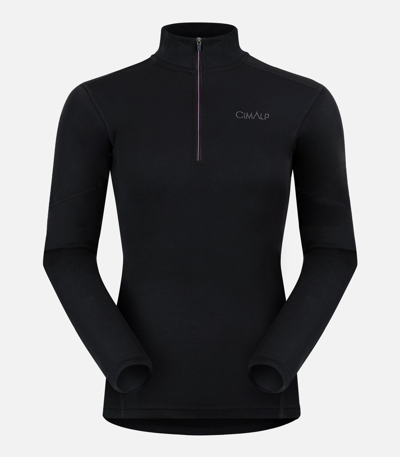 cimalp-x-warm-zip-4-haut-thermique-femme-noir-col-zipp-grand-froid image 2