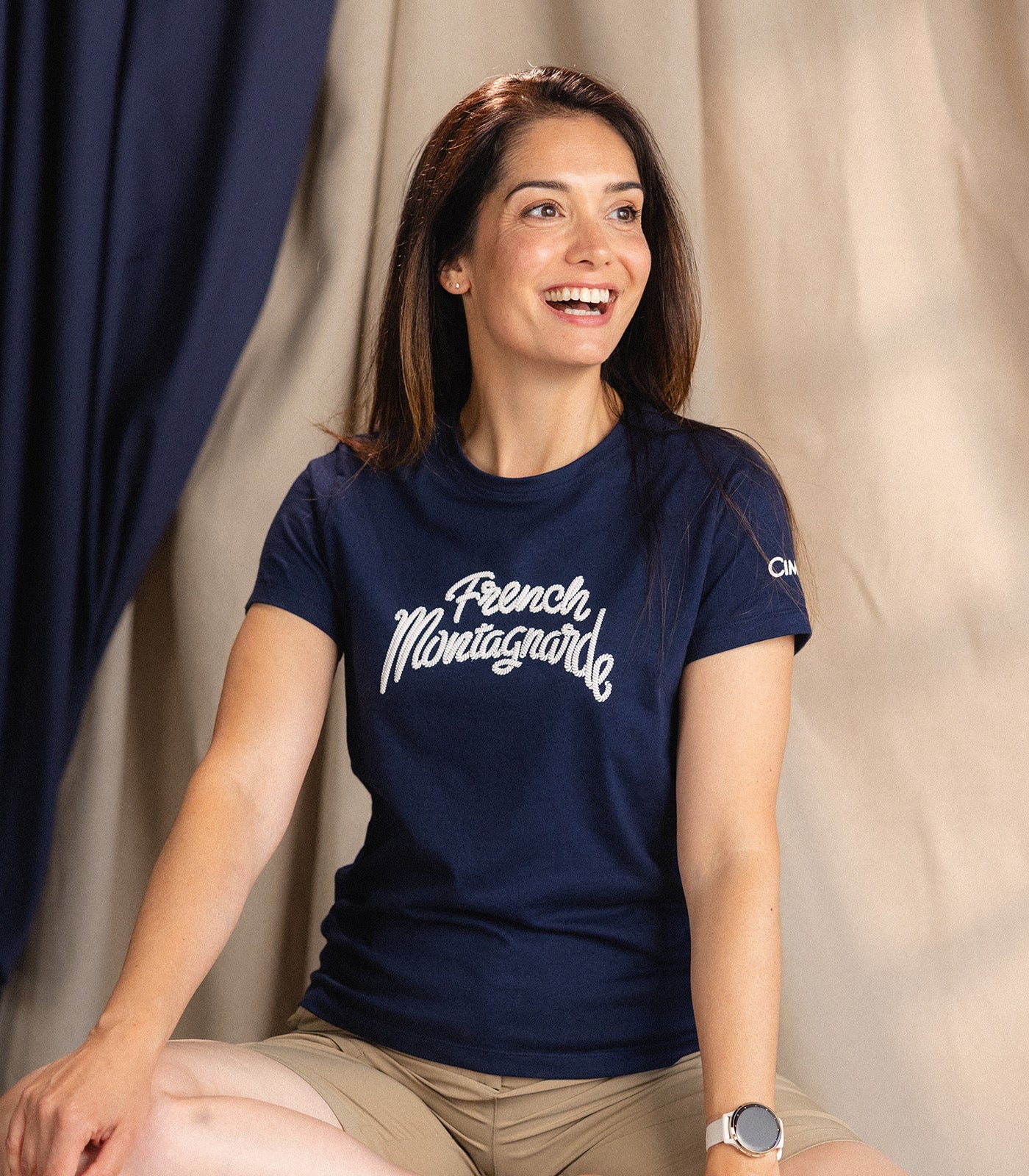 cimalp-daily-french-f-t-shirt-rando-femme-marine-oversize image 1