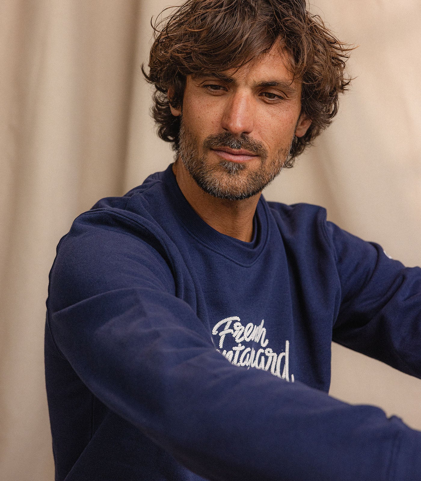 cimalp-french-round-neck-pull-marine-coton image 4