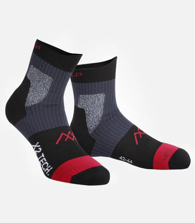 cimalp-x2-mid-chaussettes-randonn-e-noir-rouge-double-peau-anti-ampoules image 1