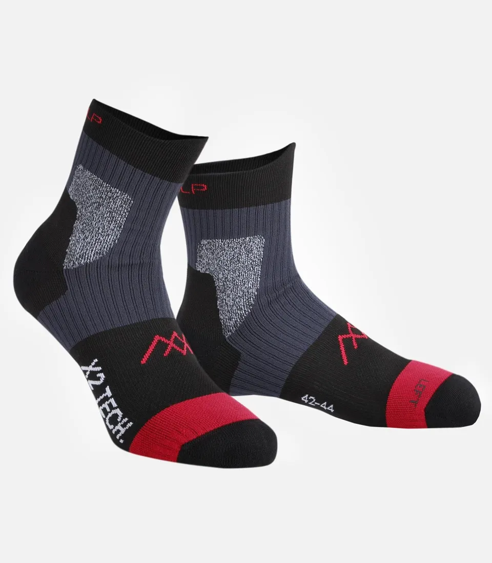 cimalp-x2-mid-chaussettes-randonn-e-noir-rouge-double-peau-anti-ampoules image 1