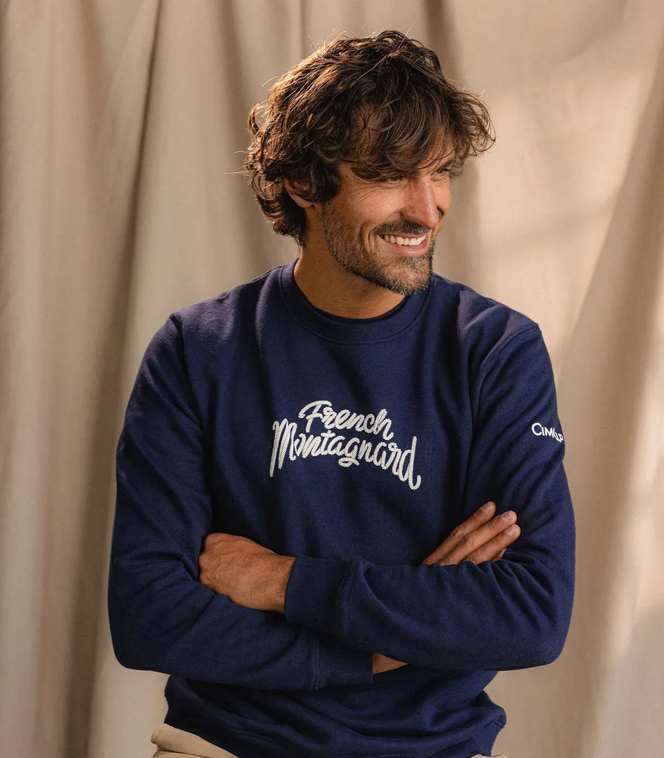 cimalp-french-round-neck-pull-marine-coton image 1