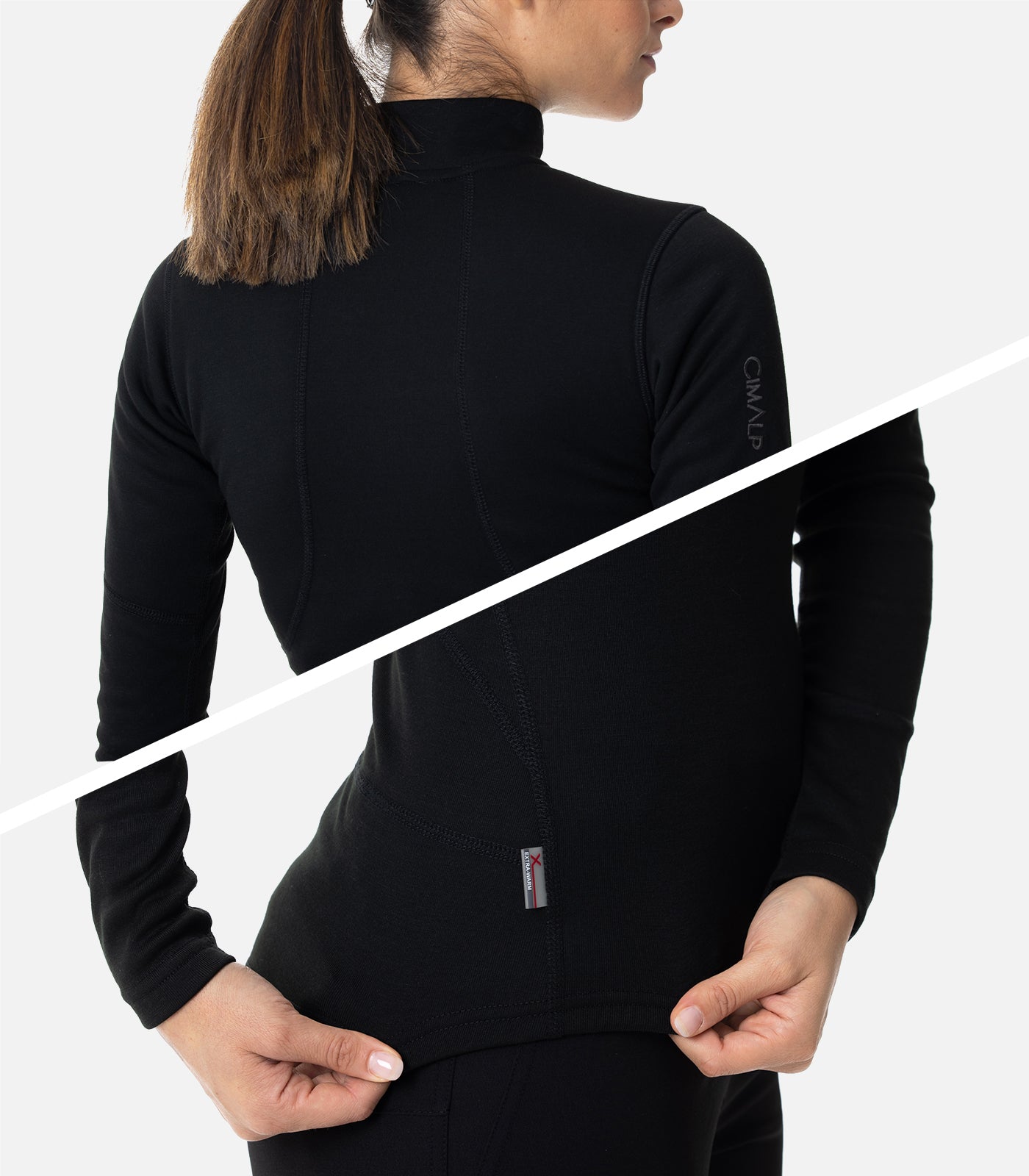 cimalp-x-warm-zip-4-haut-thermique-femme-noir-col-zipp-grand-froid image 5