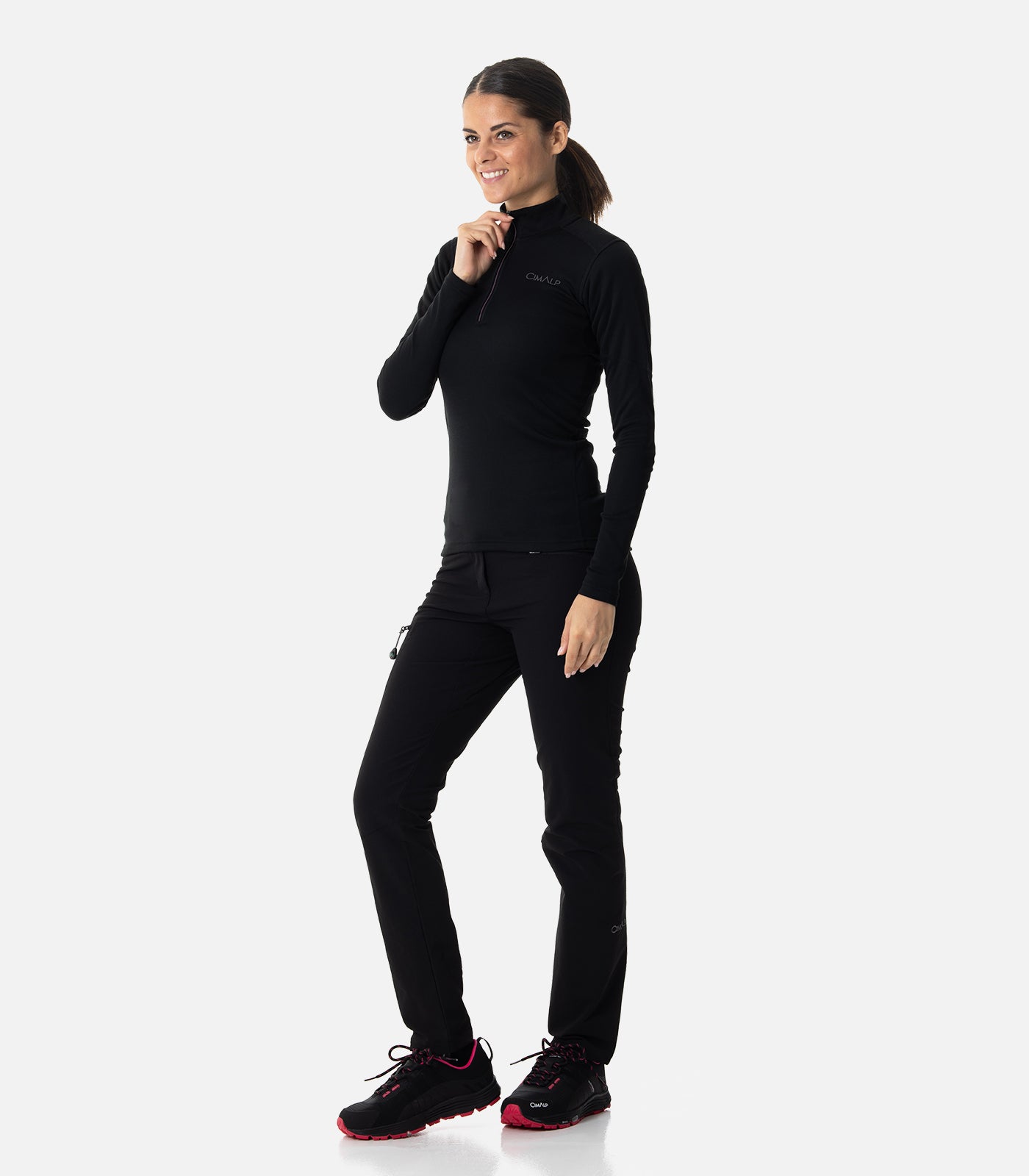 cimalp-x-warm-zip-4-haut-thermique-femme-noir-col-zipp-grand-froid image 3