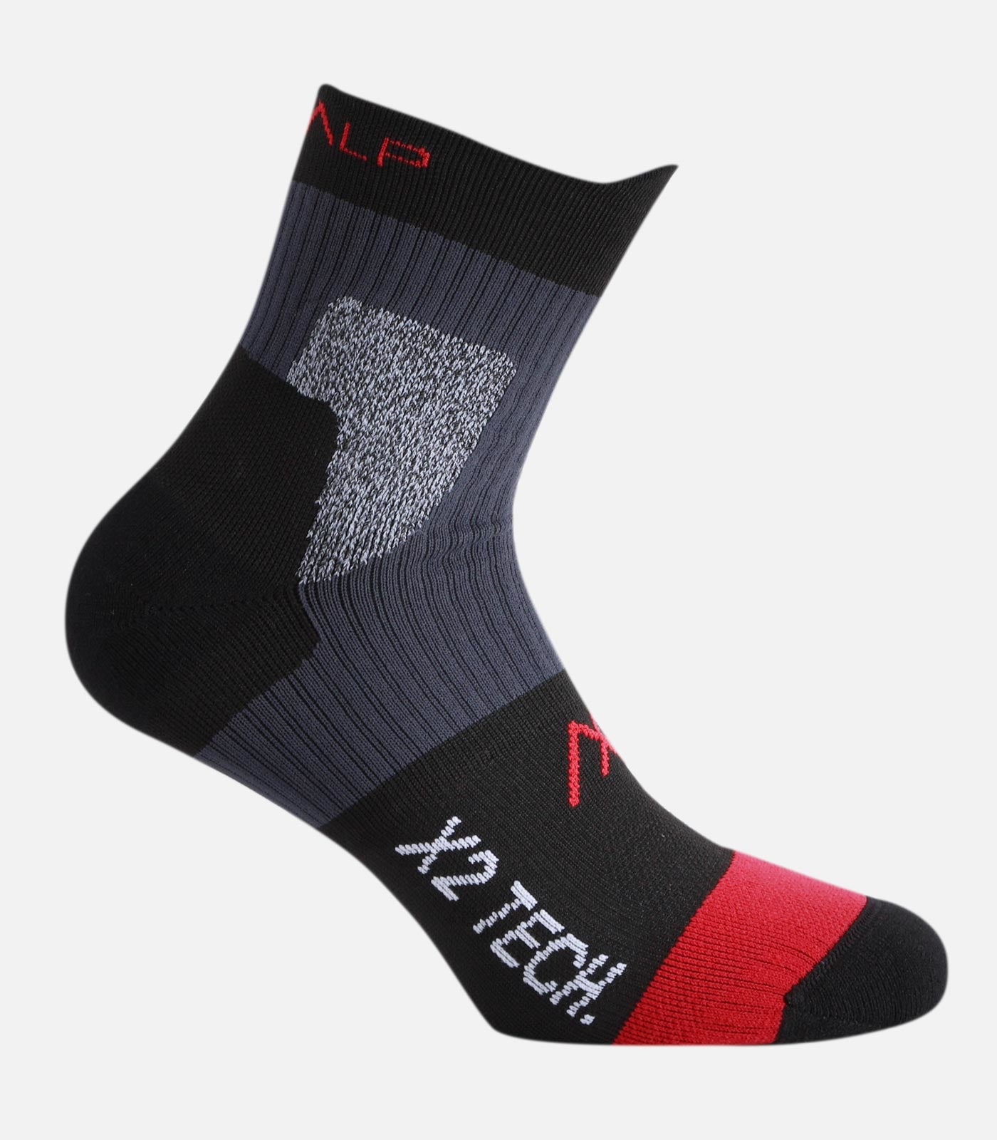 cimalp-x2-mid-chaussettes-randonn-e-noir-rouge-double-peau-anti-ampoules image 2