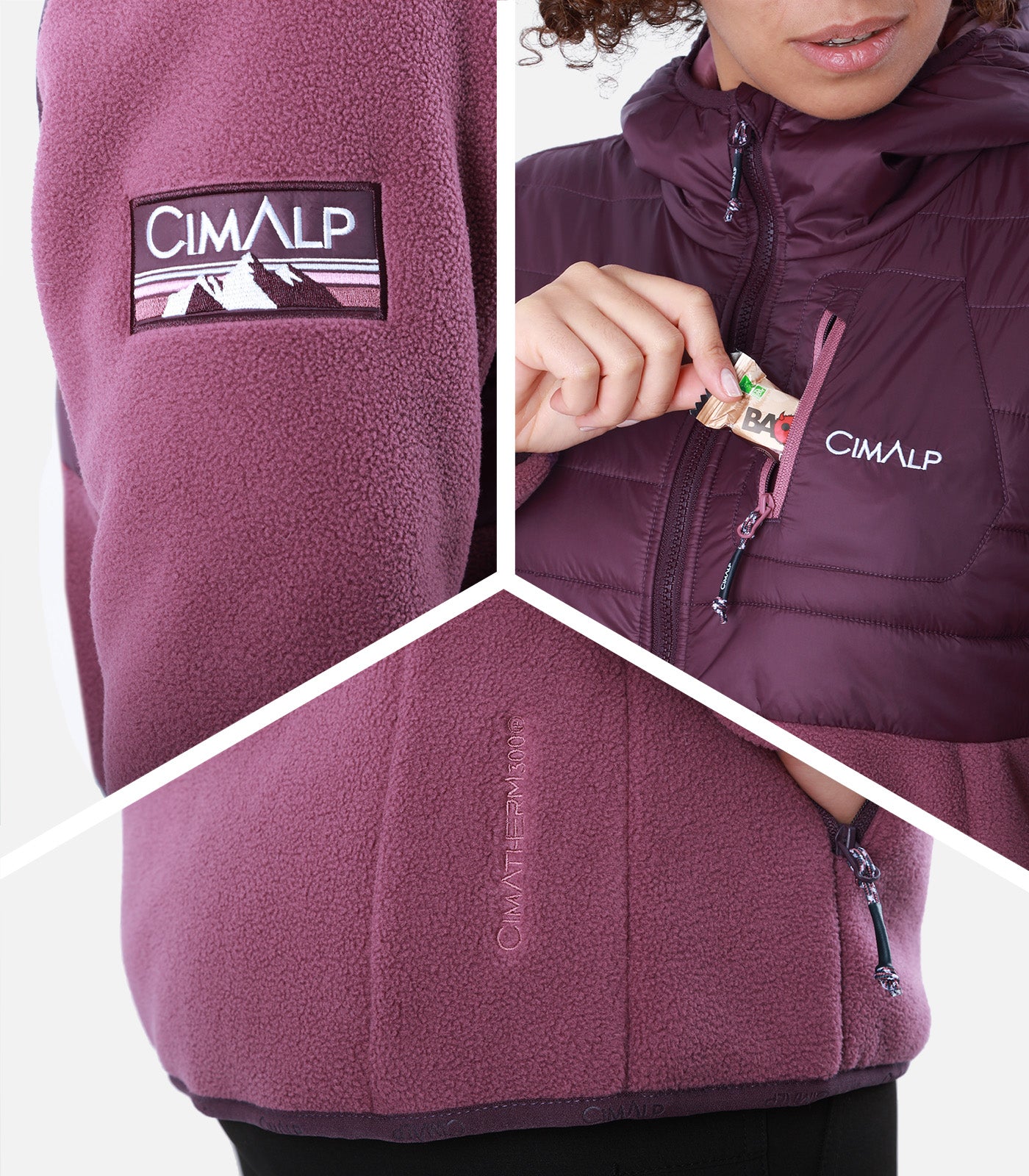 cimalp-charvet-f-veste-polaire-femme-bordeaux-m-rinos image 5