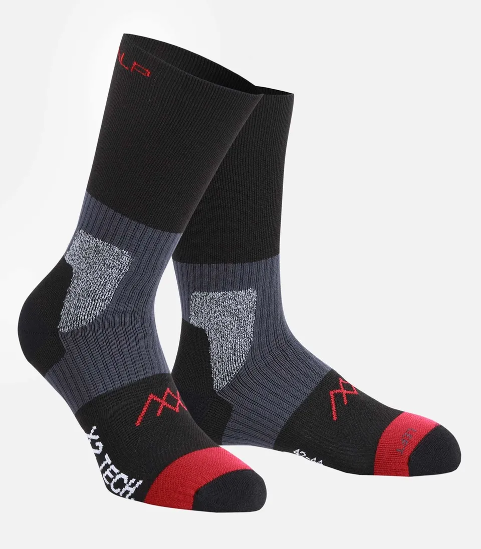 cimalp-x2-long-chaussettes-randonn-e-double-peau-noir-rouge image 1