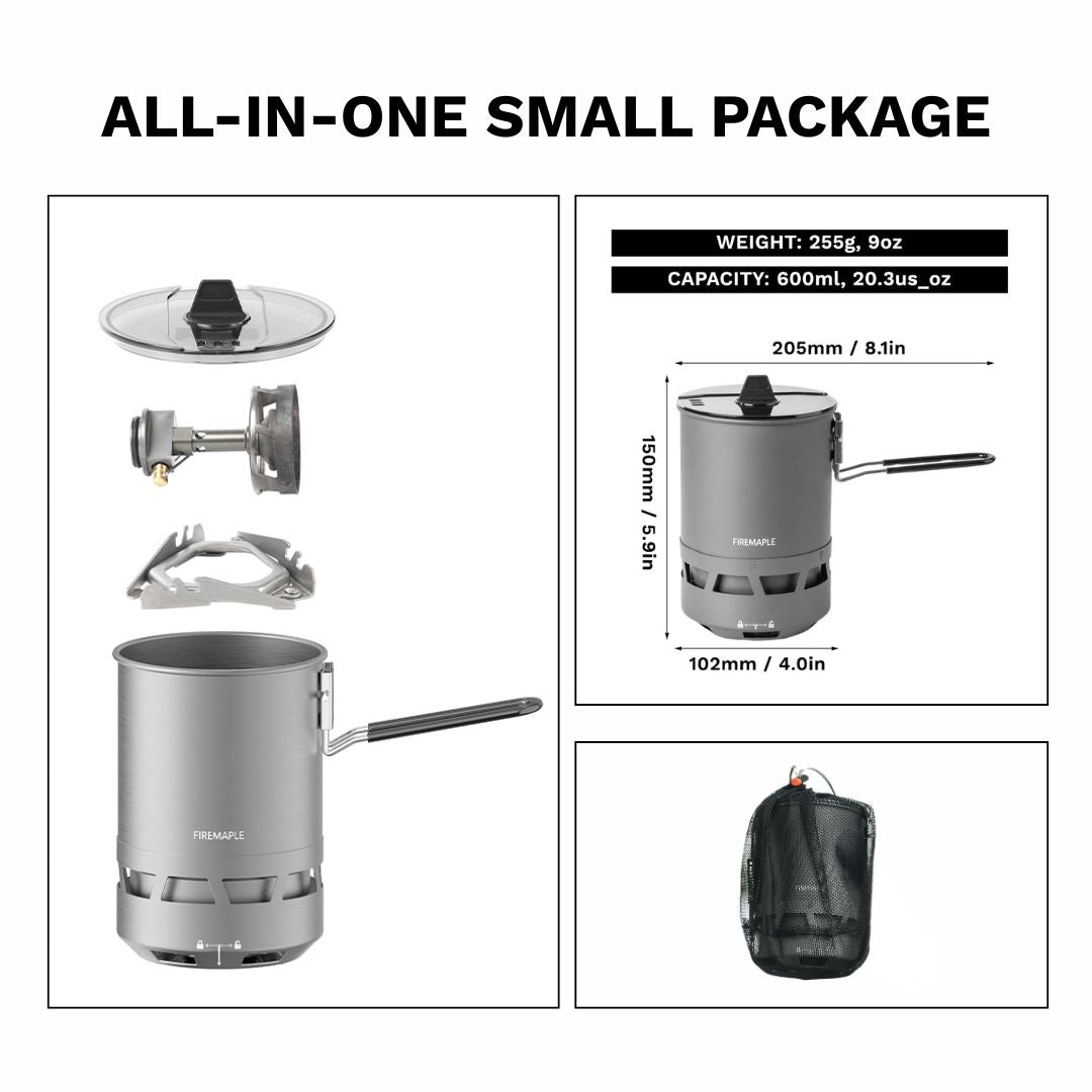 firemaple-petrel-quickboil-pro-600ml-rechaud-titane-2-5kw image 5