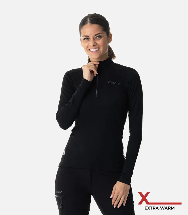 cimalp-x-warm-zip-4-haut-thermique-femme-noir-col-zipp-grand-froid image 1