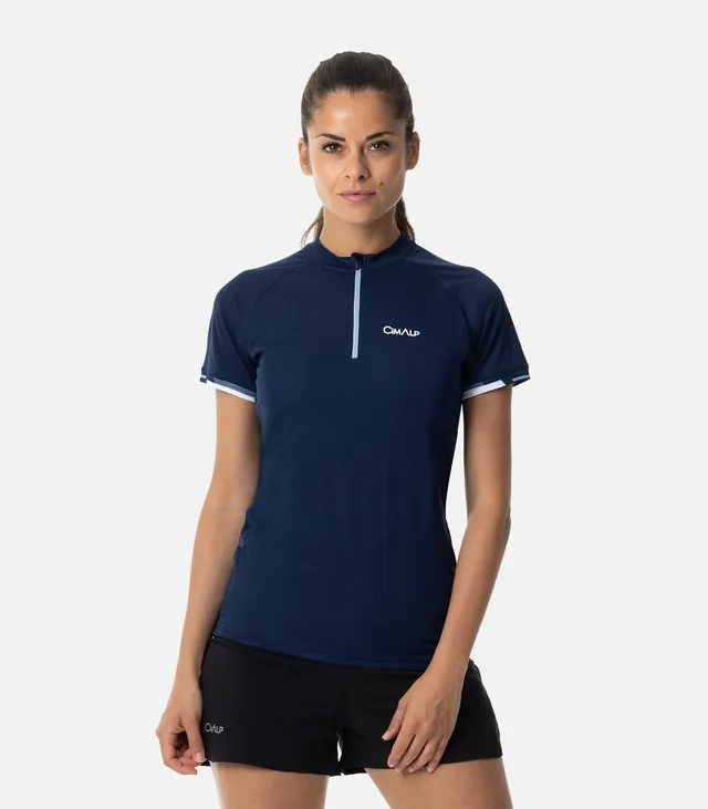 cimalp-autane-f-t-shirt-trail-femme-marine-demi-zip image 1