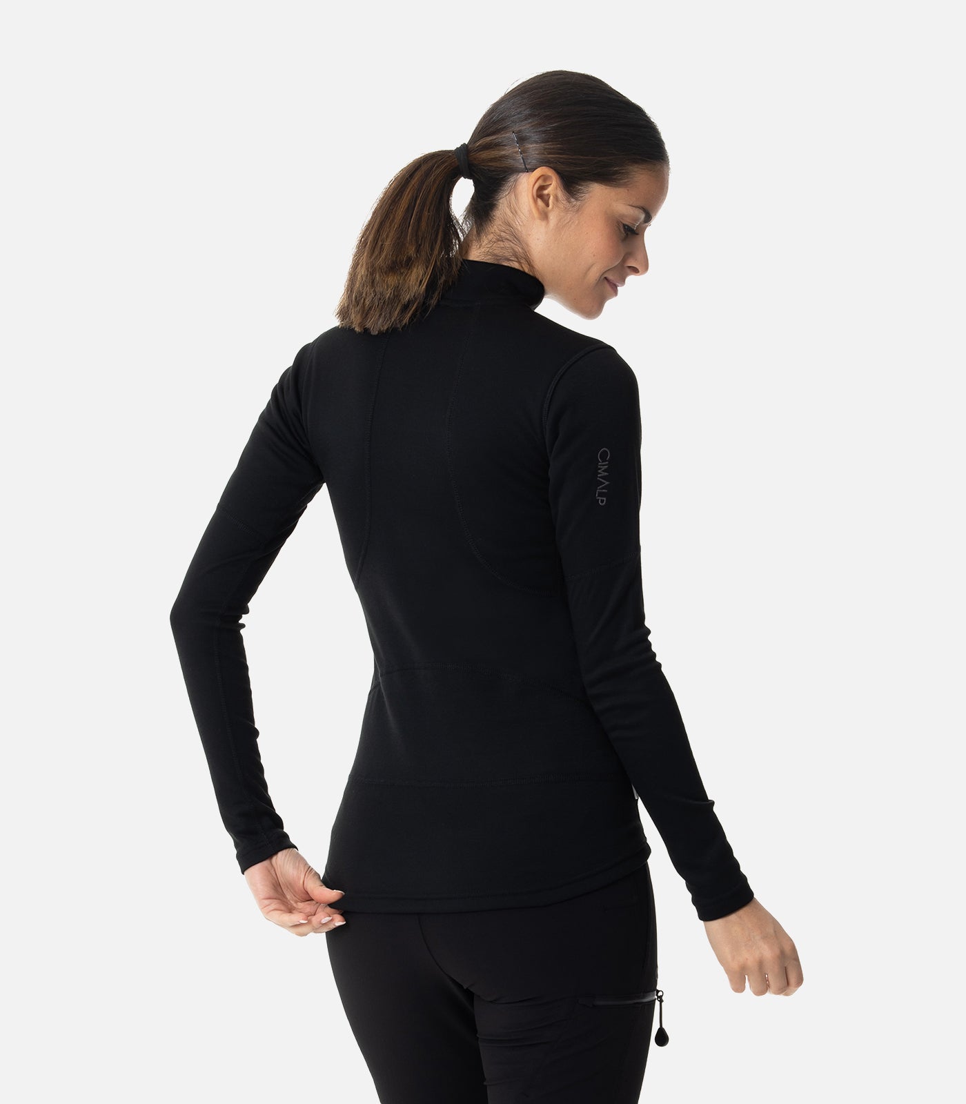 cimalp-x-warm-zip-4-haut-thermique-femme-noir-col-zipp-grand-froid image 4